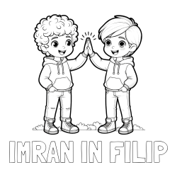 Online izdelana pobarvanka - Pobarvanka imena IMRAN IN FILIP in pobarvanka prijatlejev