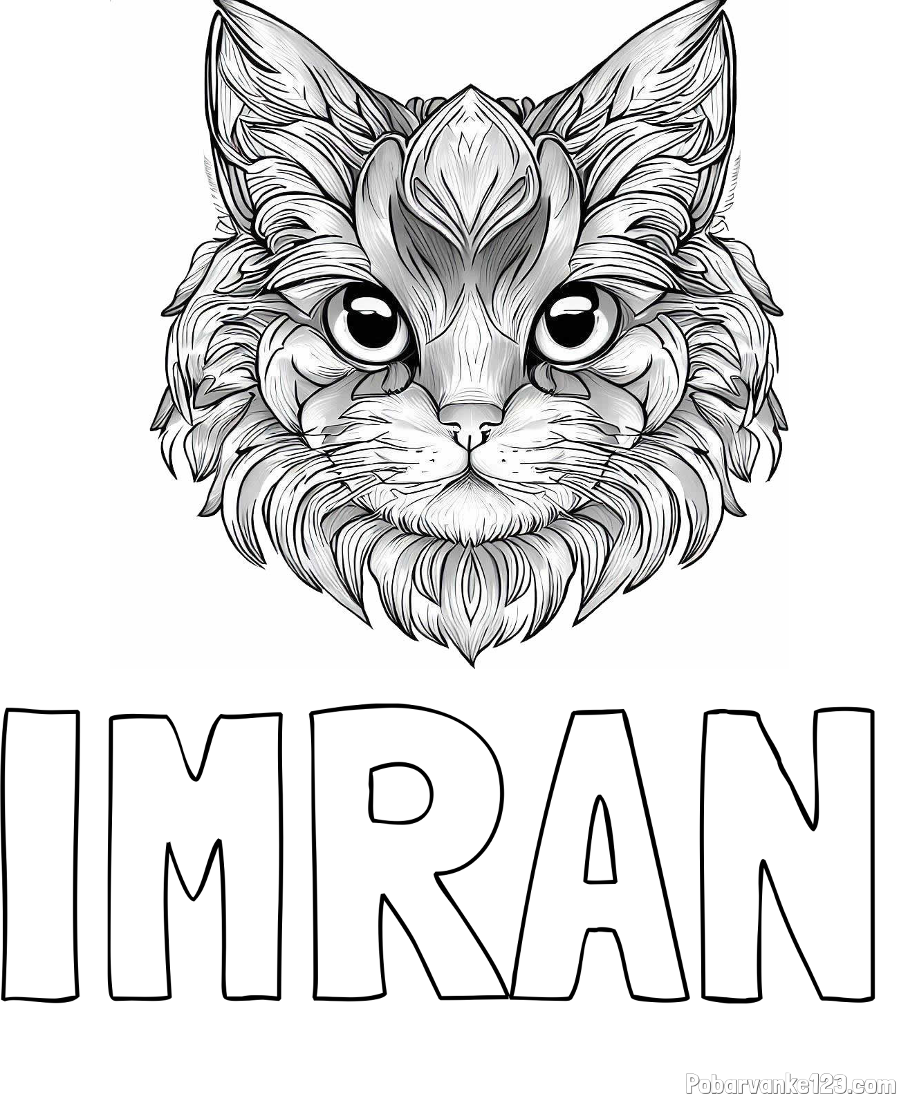 Pobarvanka imena IMRAN in pobarvanka mačke