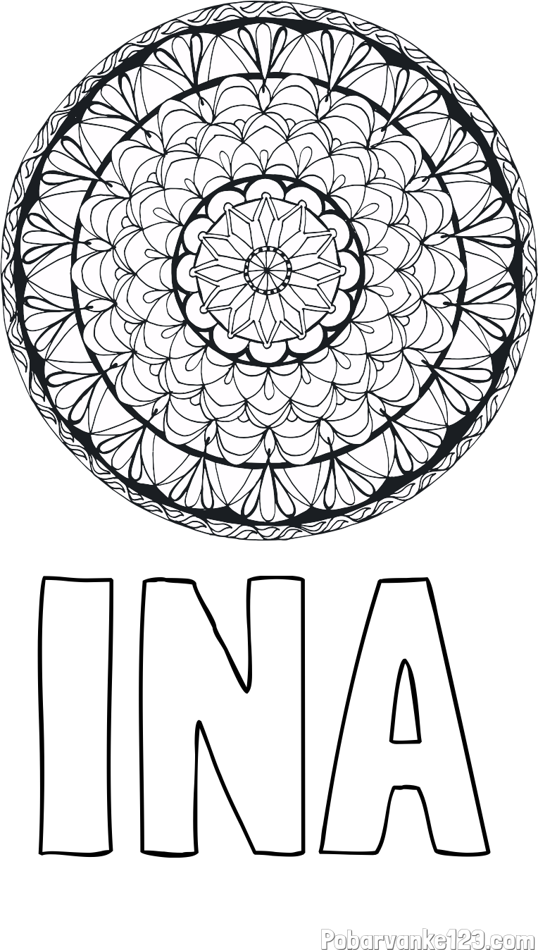 Pobarvanka imena INA in mandale 4