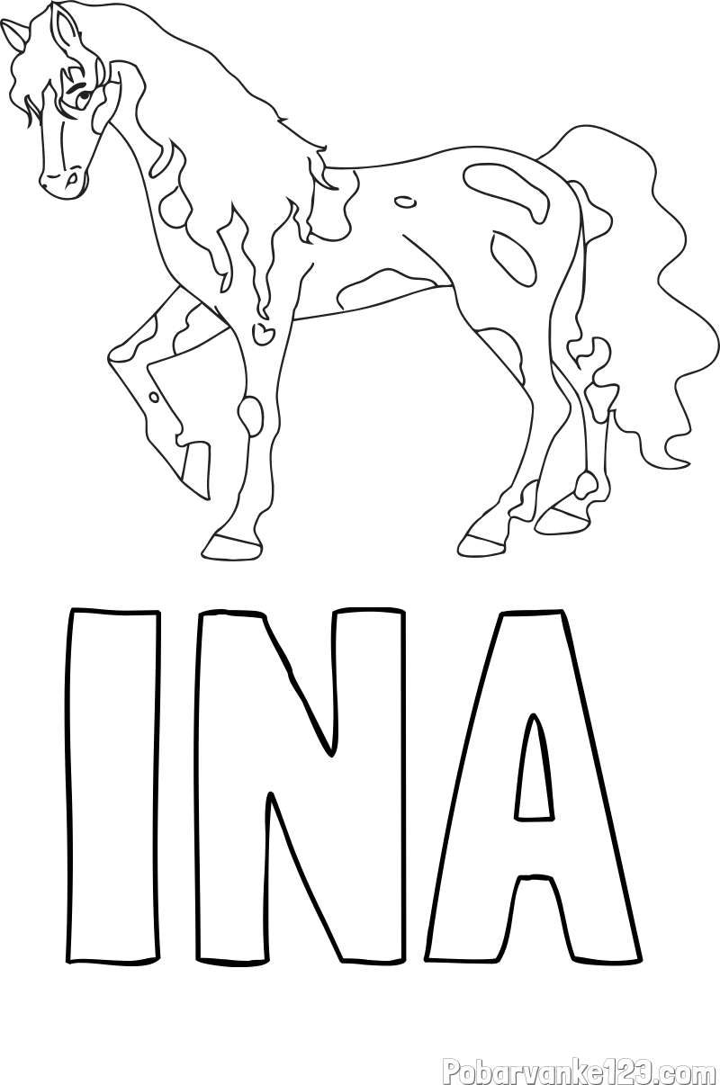 Pobarvanka imena INA in pobarvanka lisastega konja