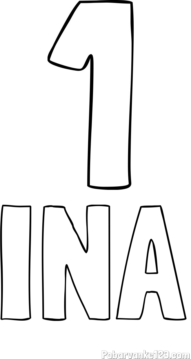 Pobarvanka imena INA in pobarvanka številke ena