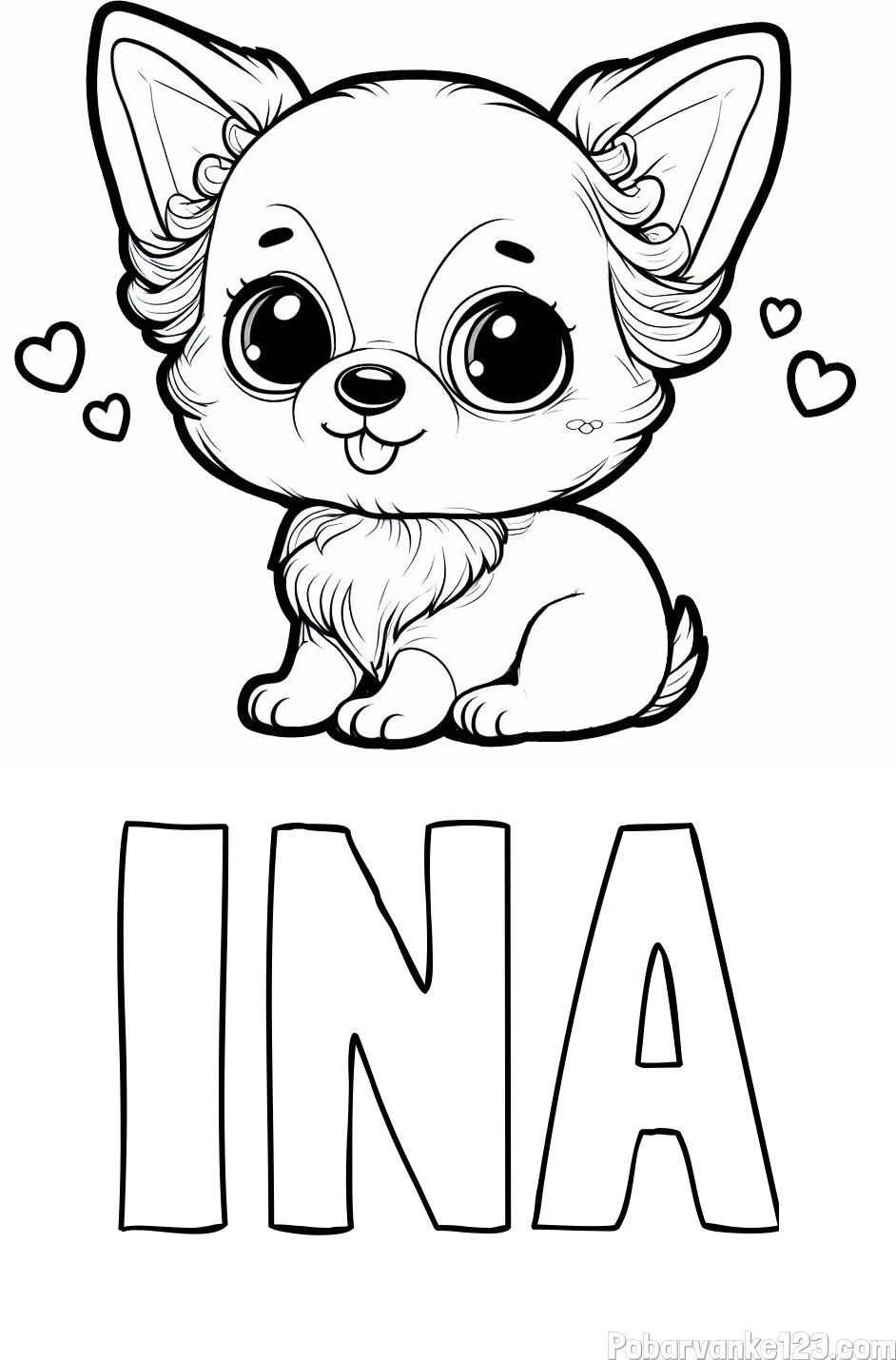 Pobarvanka imena INA ter kuzka