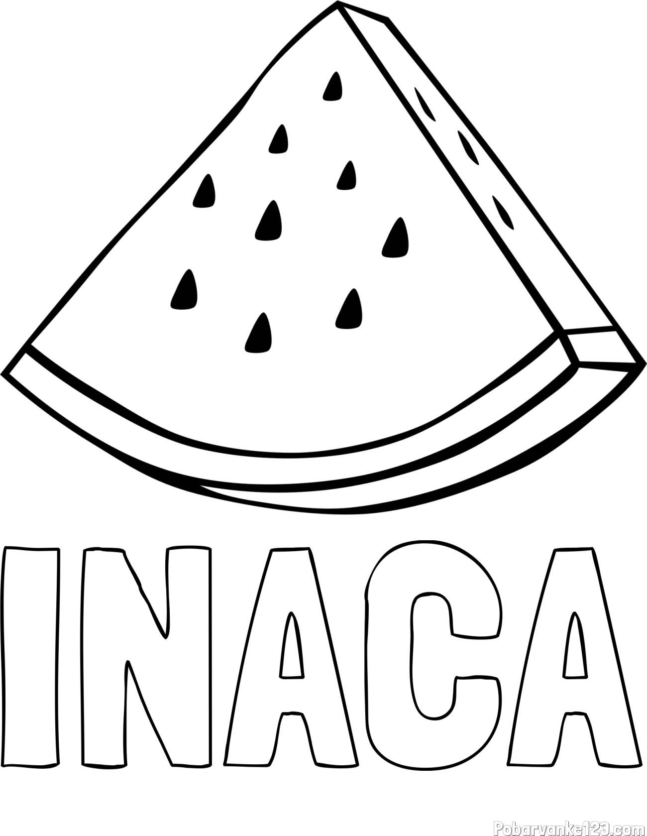 Pobarvanka imena INAČA in pobarvanka lubenice