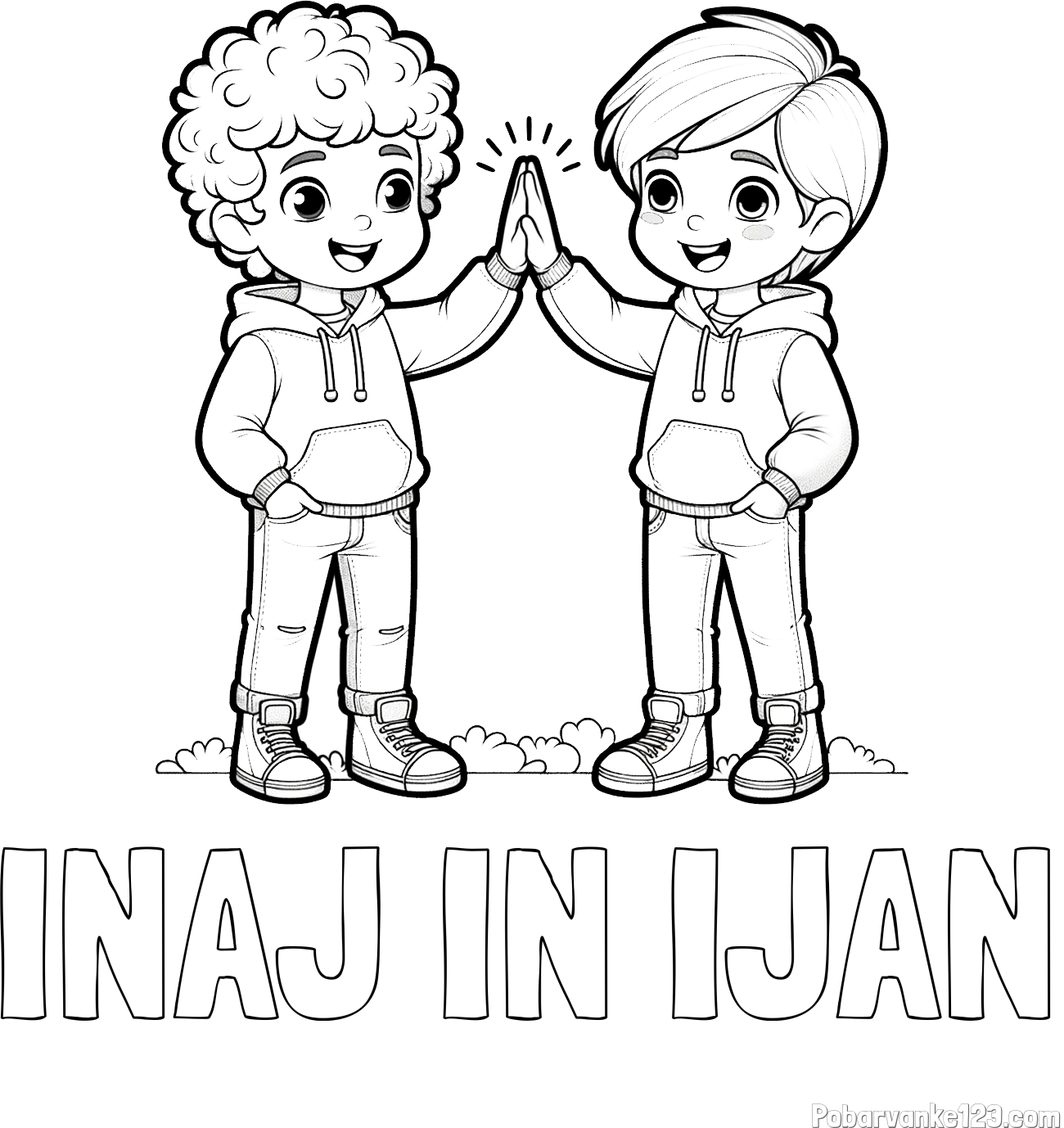 Pobarvanka imena INAJ IN IJAN in pobarvanka prijatlejev