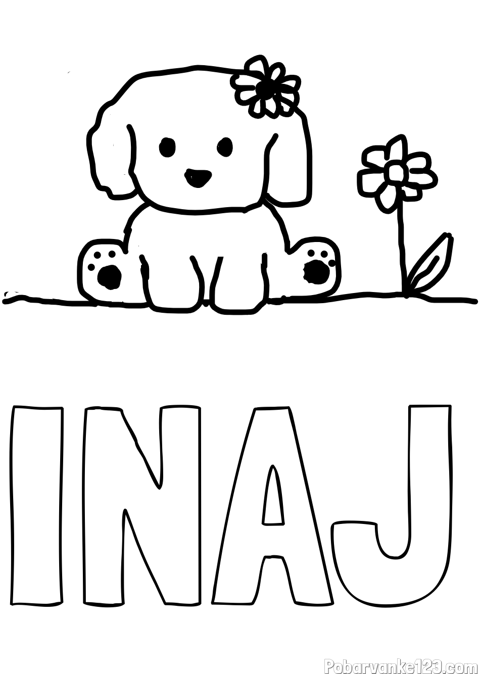 Pobarvanka imena INAJ in KUŽIKA