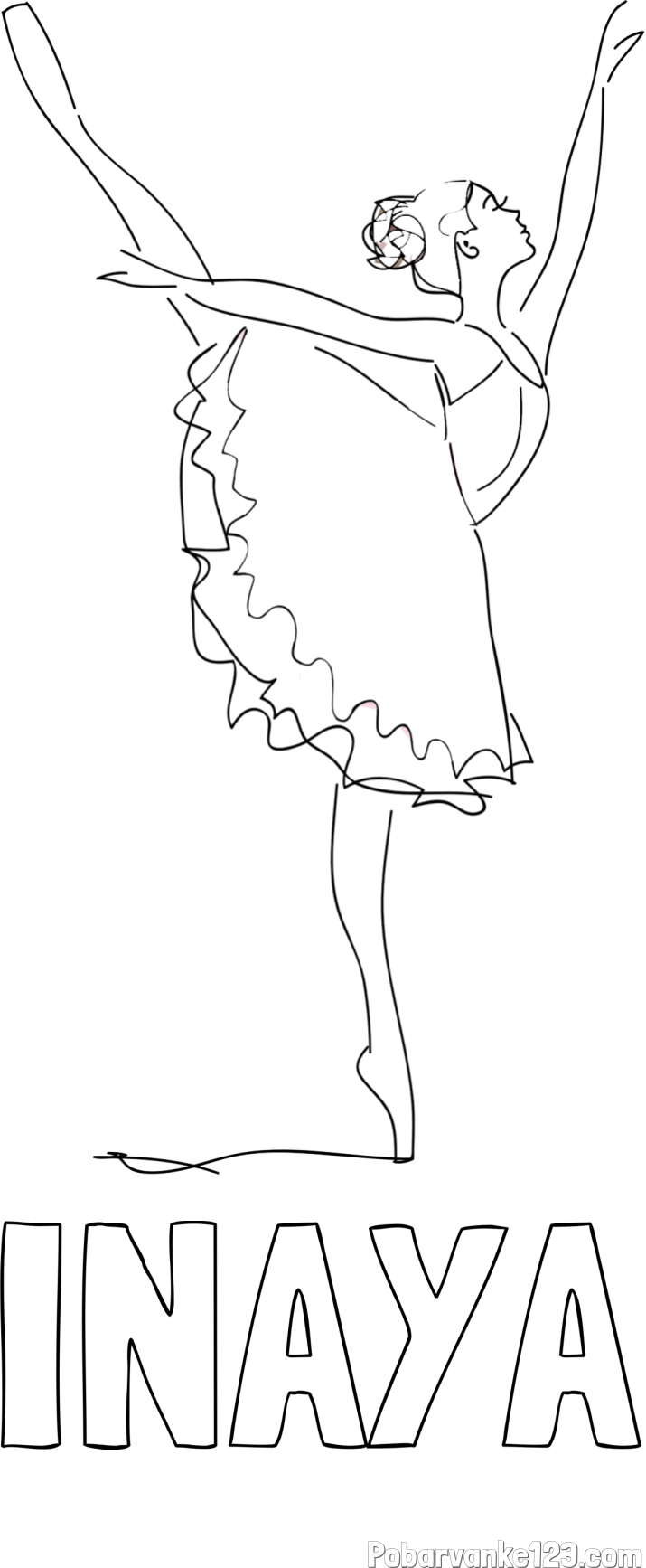 Pobarvanka imena INAYA in pobarvanka ljubke baletke
