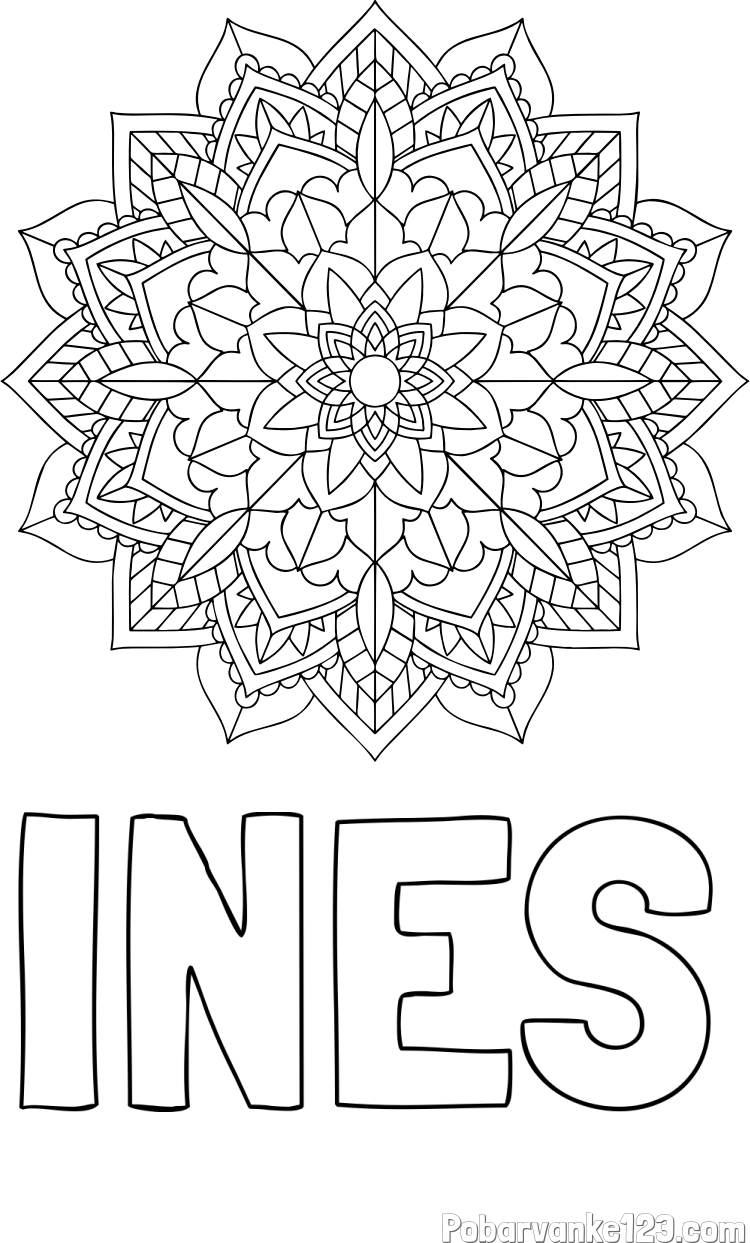 Pobarvanka imena INES in Čudovita pobarvanka mendale