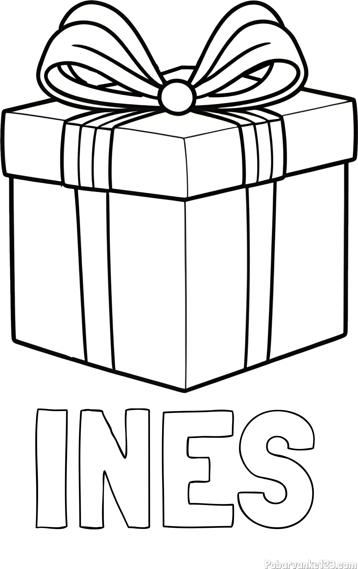 Pobarvanka imena INES in pobarvanka darila s pentljo