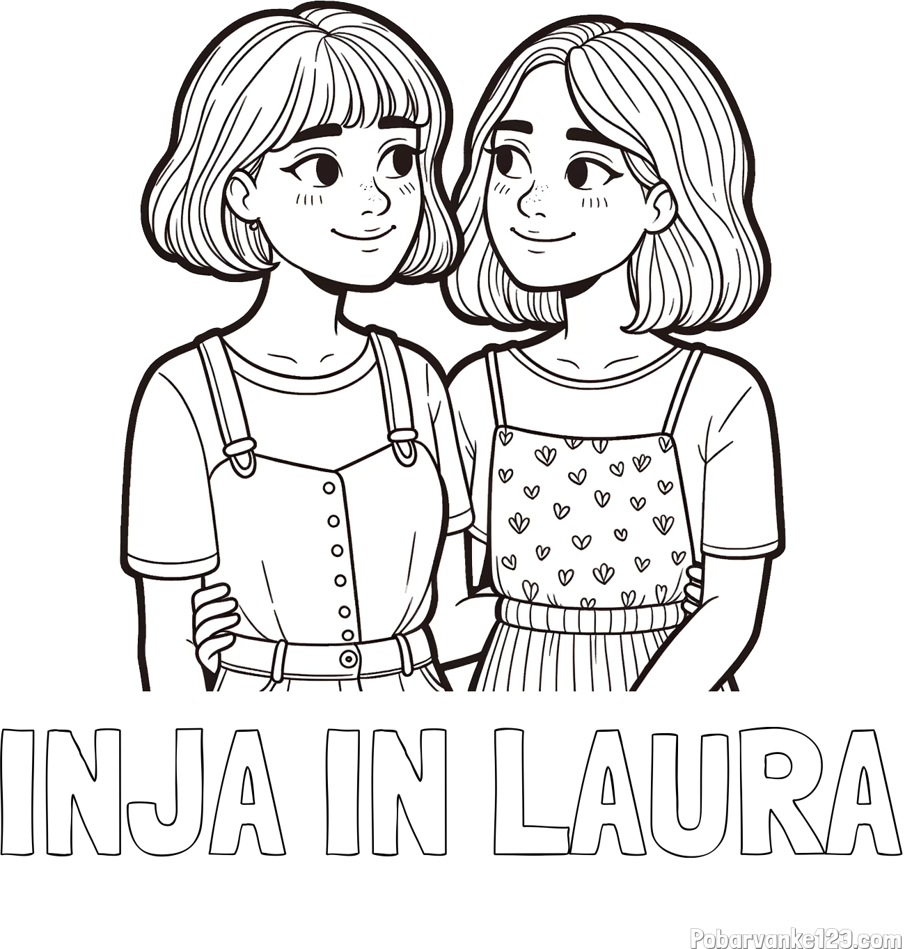Pobarvanka imena INJA IN LAURA in pobarvanka dveh najboljših prijateljic