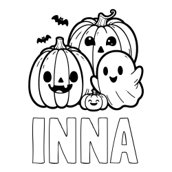 Online izdelana pobarvanka - Pobarvanka imena INNA in pobarvanka duhca in buč za noč čarovnic