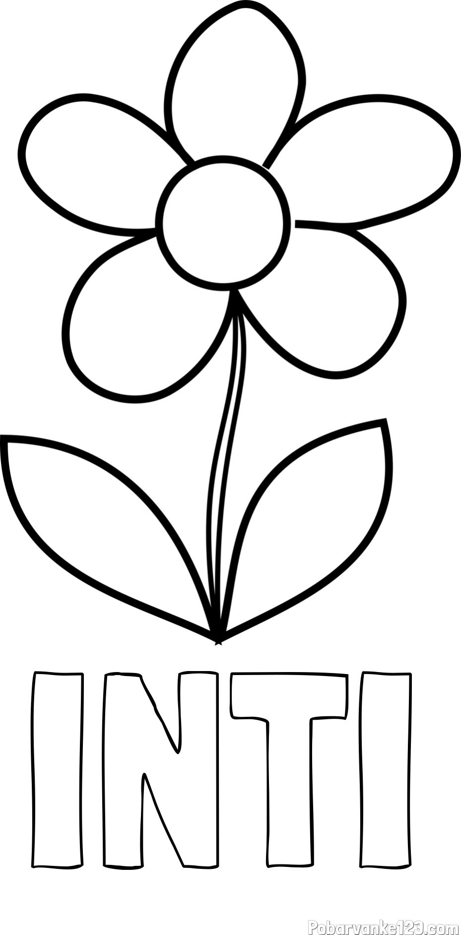 Pobarvanka imena INTI in otroška pobarvanka rože