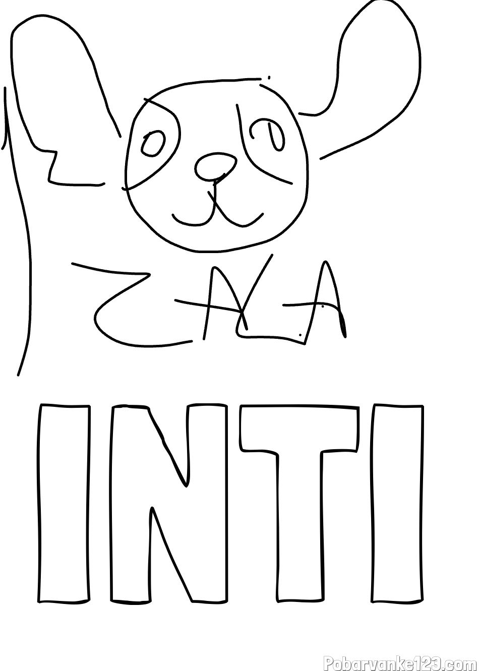 Pobarvanka imena INTI in stitch Zala