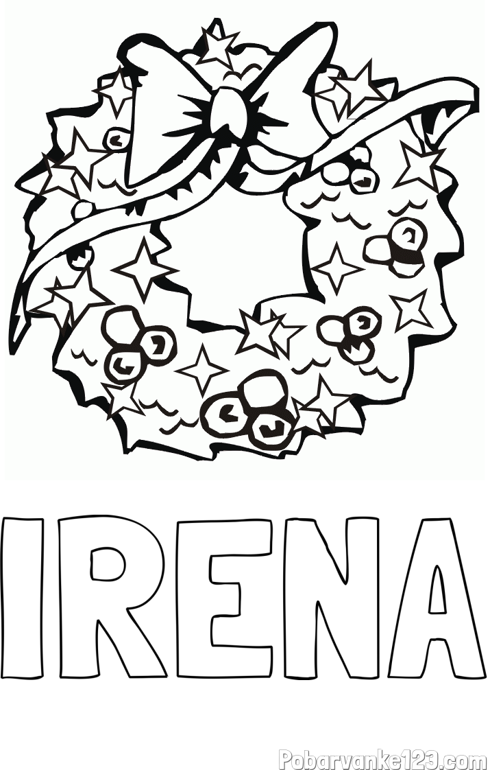 Pobarvanka imena IRENA in pobarvanka lepega adventnega venčka