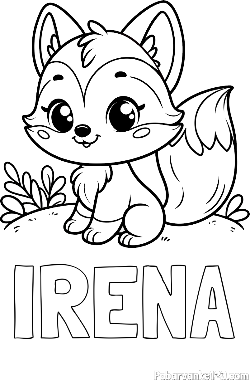 Pobarvanka imena IRENA in pobarvanka lisičke