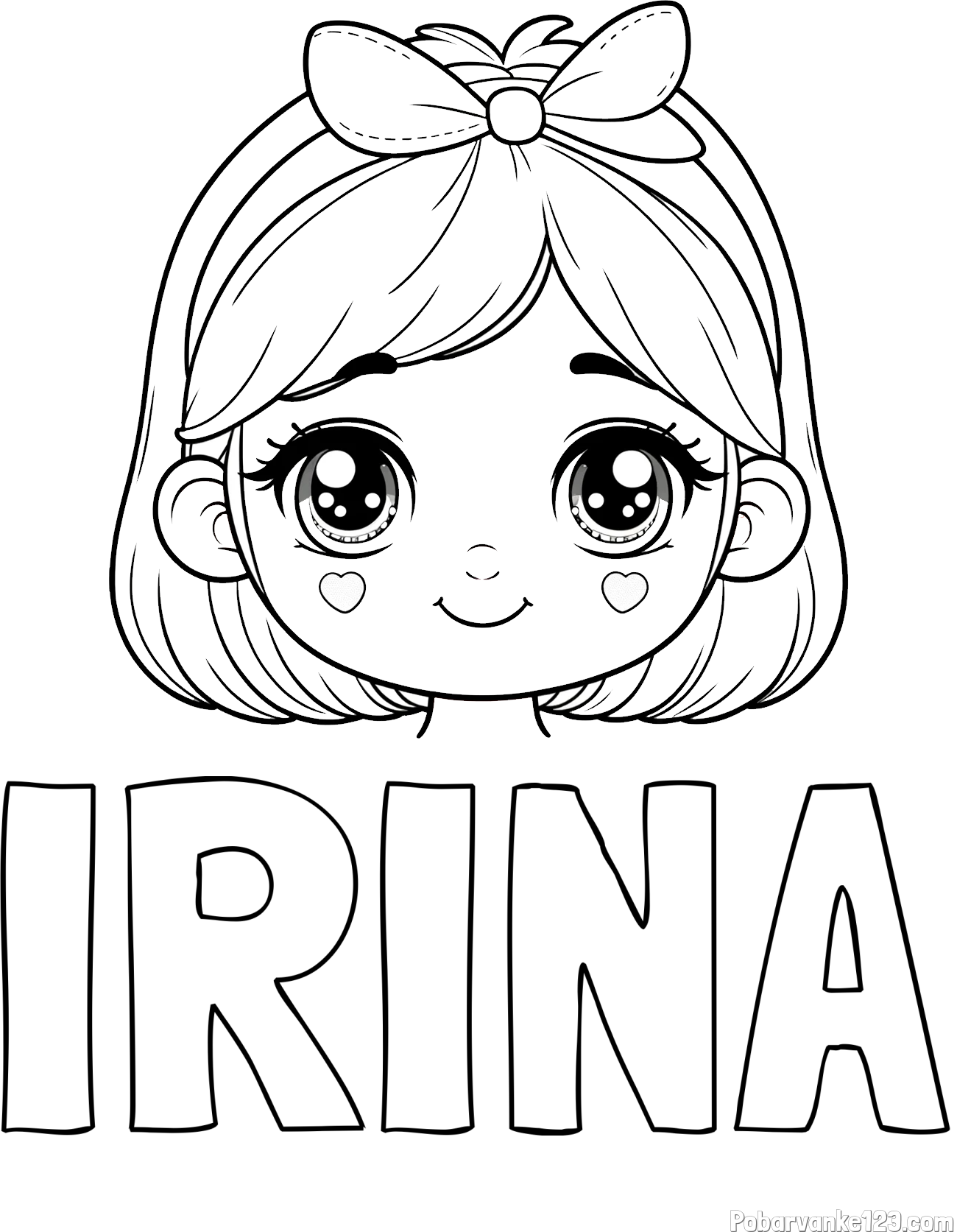 Pobarvanka imena IRINA in pobarvanka obraza ljubke punčke