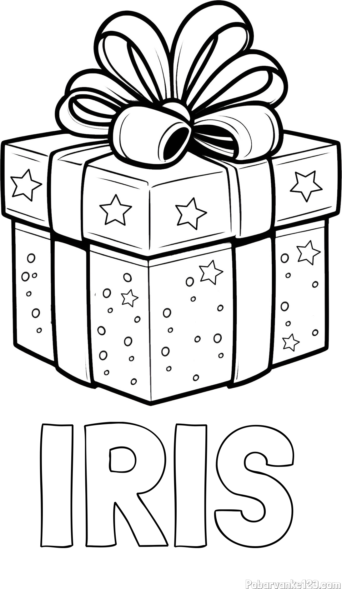 Pobarvanka imena IRIS in pobarvanka božičnega darila