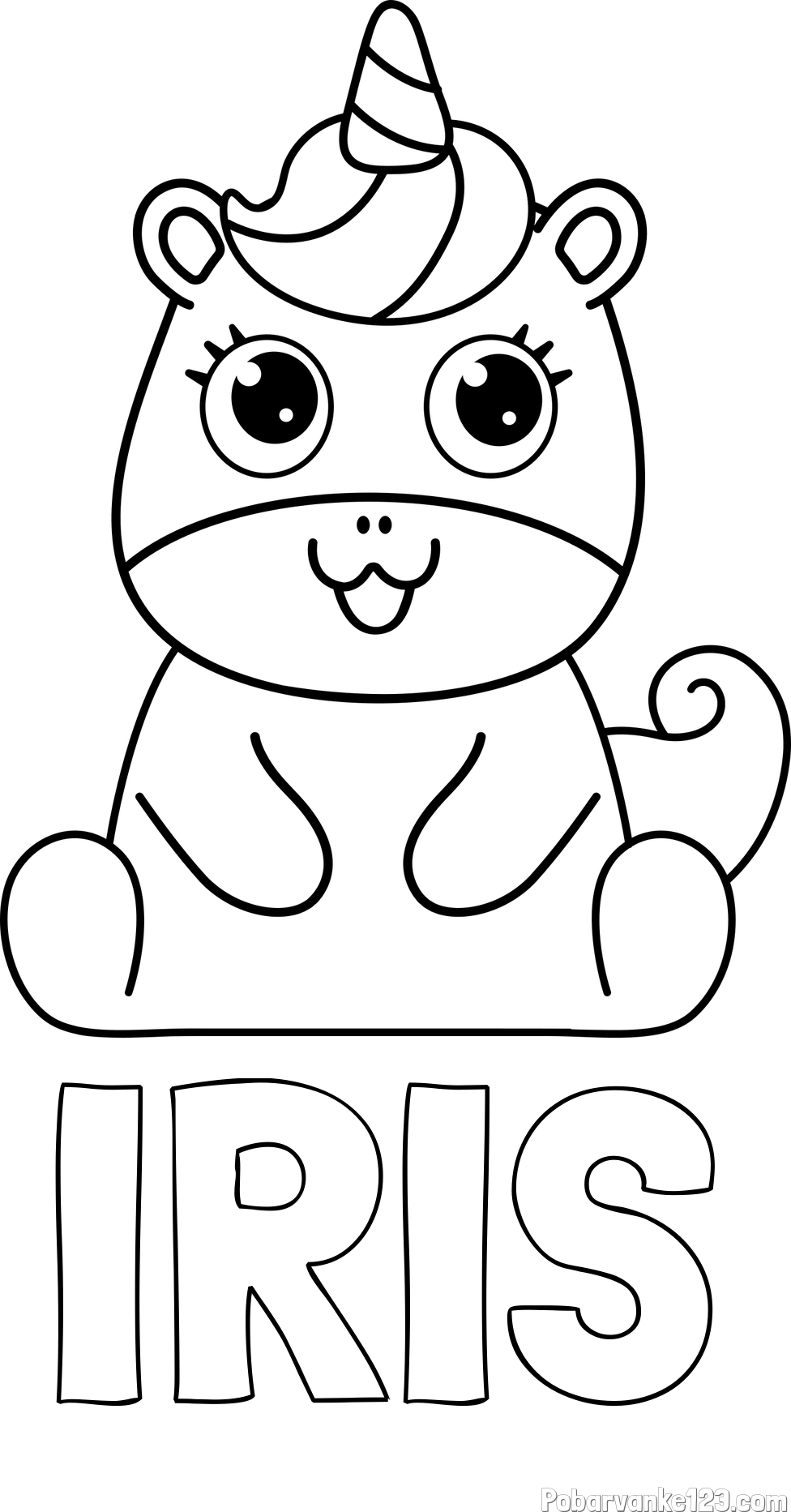 Pobarvanka imena IRIS in pobarvanka čudovitega samoroga Unicorn