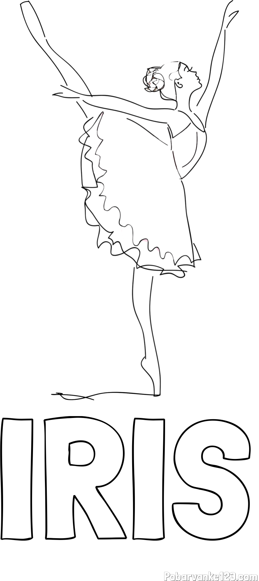 Pobarvanka imena IRIS in pobarvanka ljubke baletke