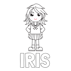 Online izdelana pobarvanka - Pobarvanka imena IRIS in pobarvanka šolarke