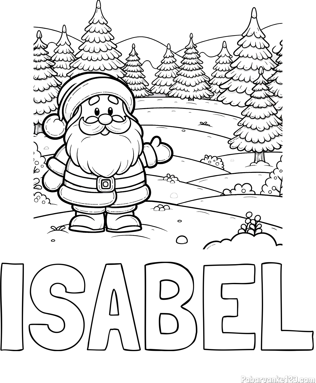 Pobarvanka imena ISABEL in pobarvanka Božička v naravi