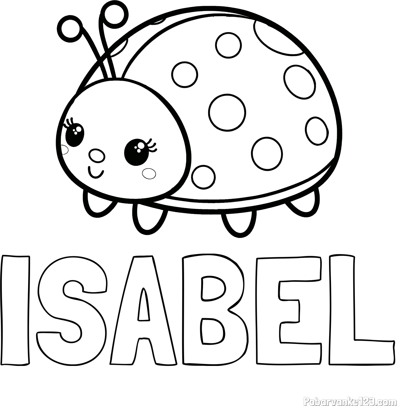 Pobarvanka imena ISABEL in pobarvanka ljubke pikapolonice