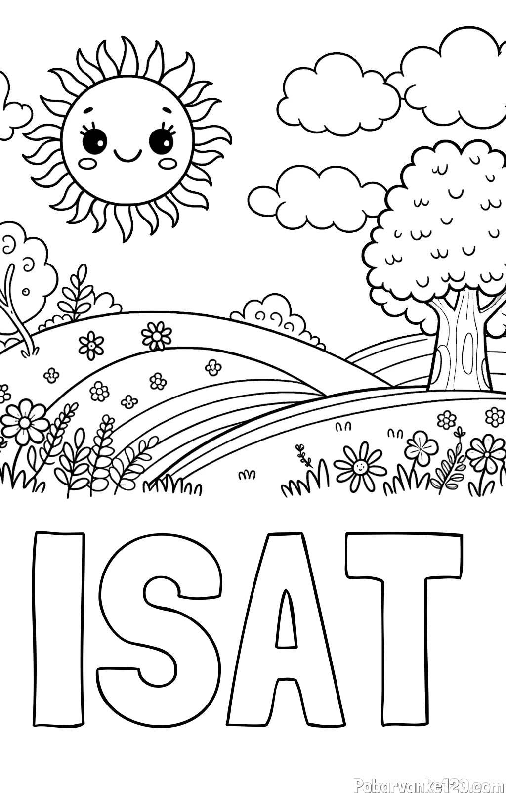Pobarvanka imena ISAT in otroška pobarvanka narave