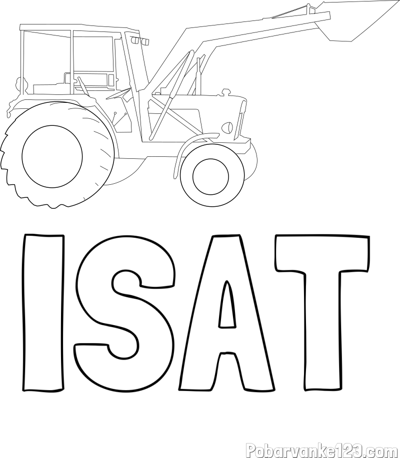 Pobarvanka imena ISAT in traktor 2