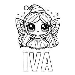 Pobarvanka imena IVA in čarobne vile