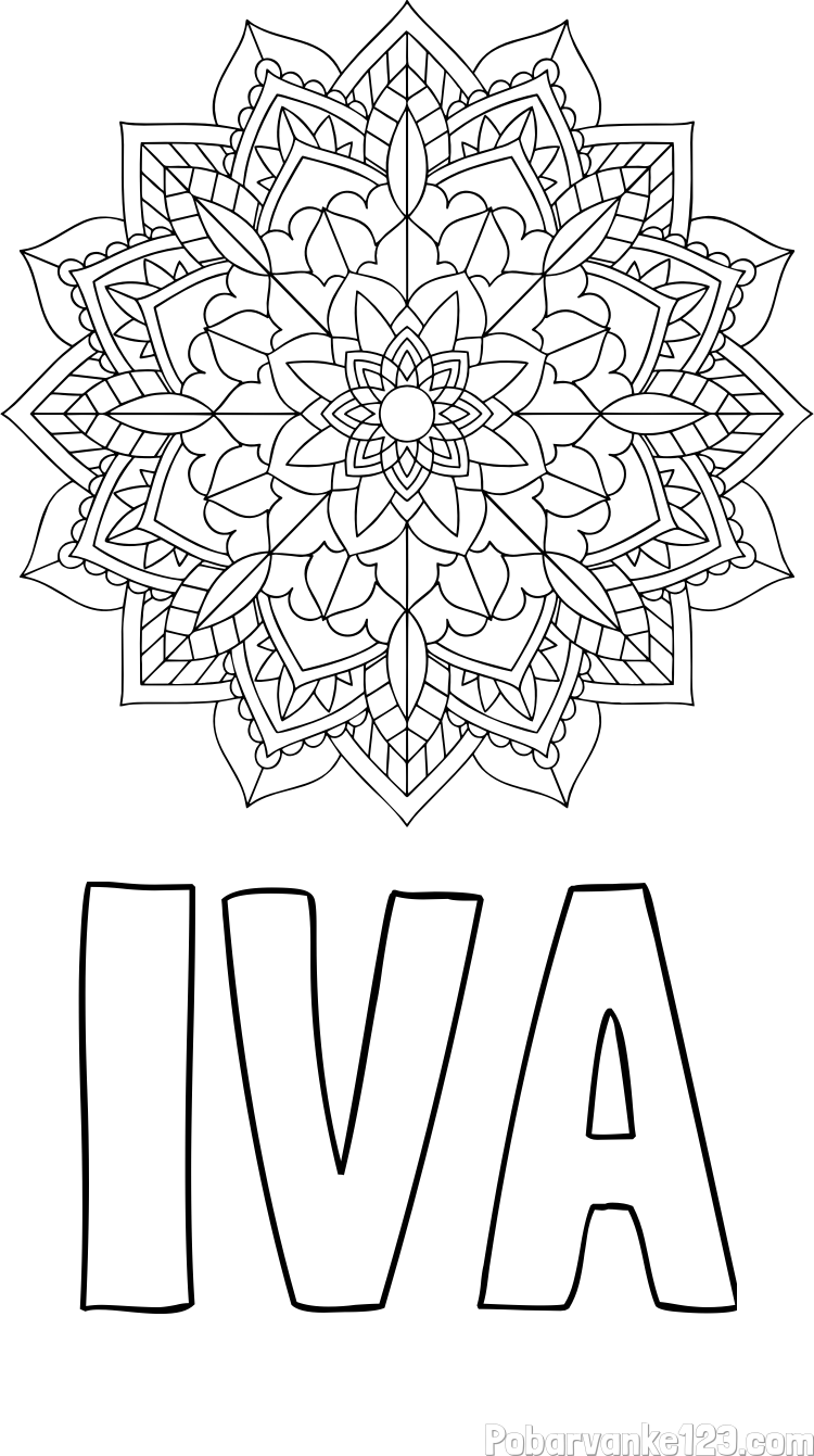 Pobarvanka imena IVA in Čudovita pobarvanka mendale
