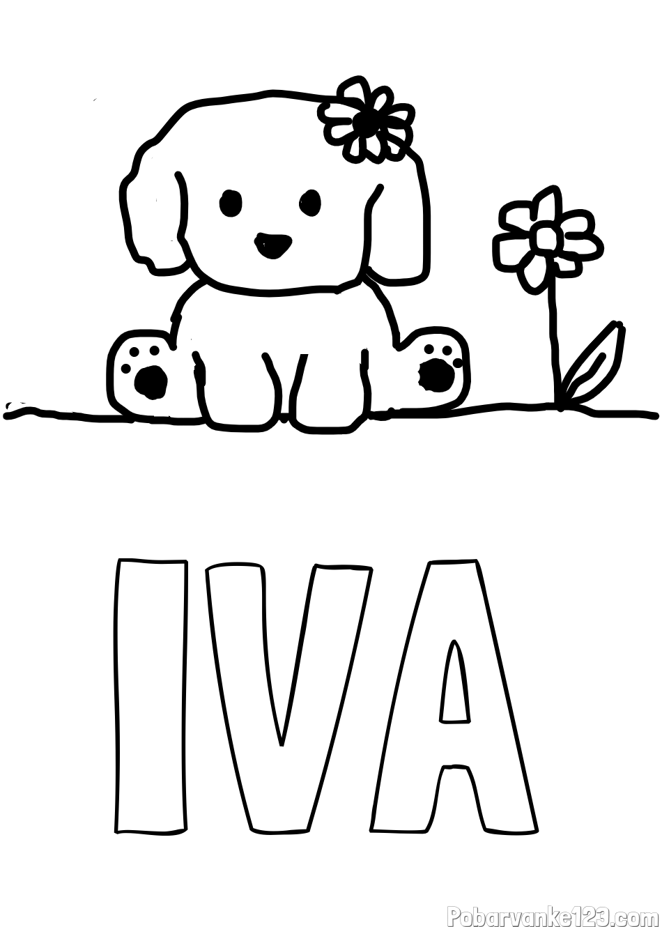 Pobarvanka imena IVA in KUŽIKA