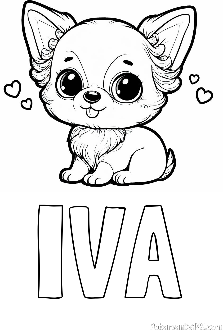 Pobarvanka imena IVA in pobarvanka čivave