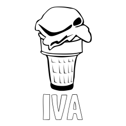 Online izdelana pobarvanka - Pobarvanka imena IVA in pobarvanka kepice sladoleda v kornetu