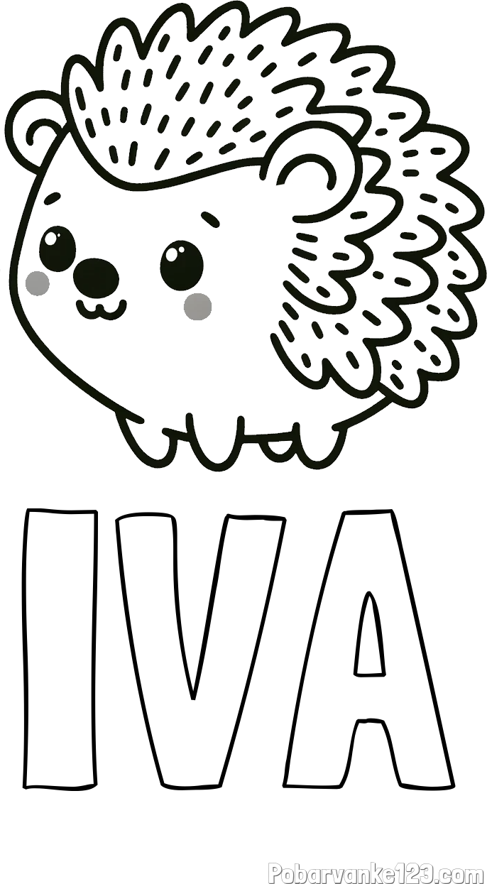 Pobarvanka imena IVA in pobarvanka ljubkega ježka