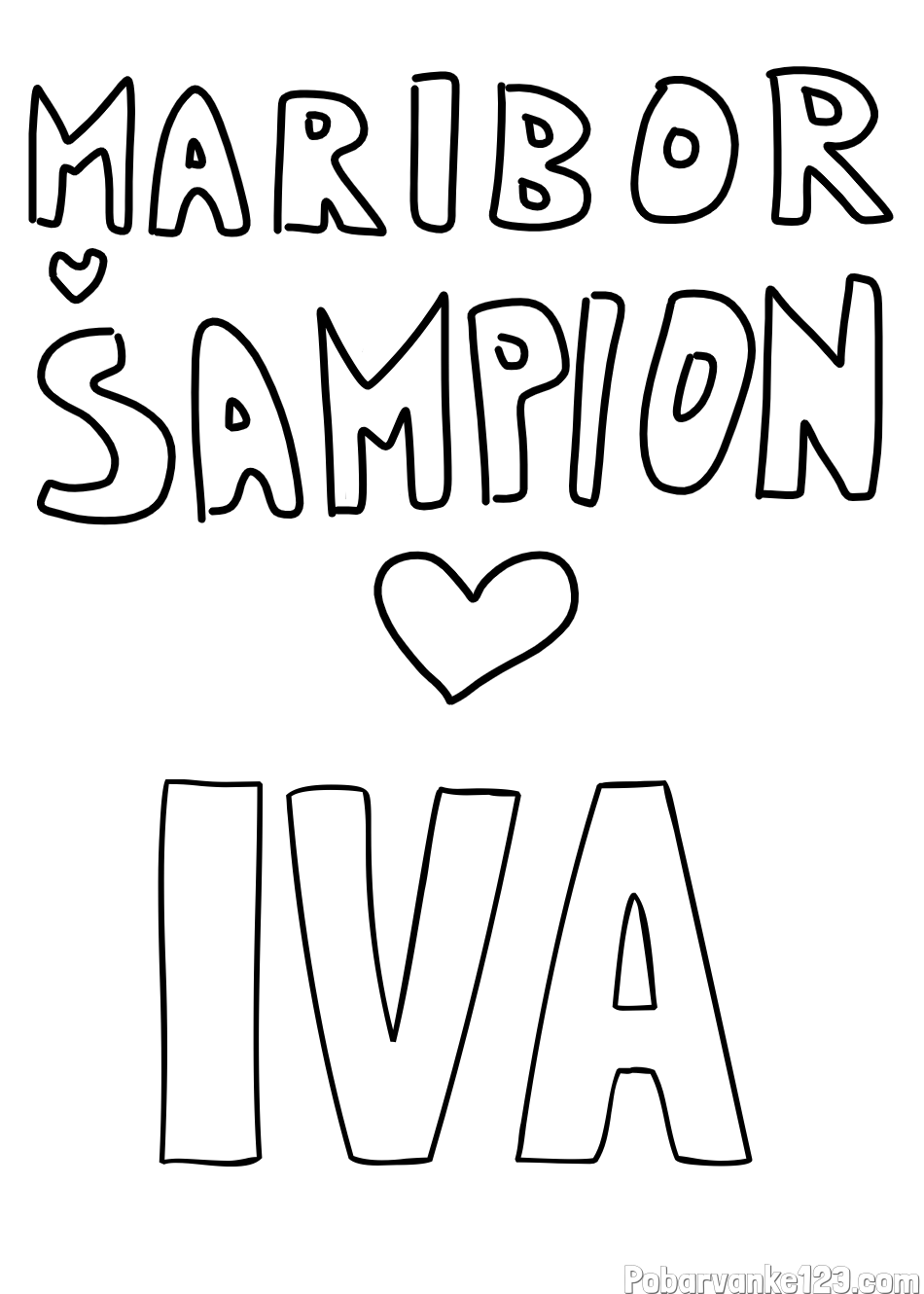 Pobarvanka imena IVA in pobarvanka MARIBOR ŠAMPION