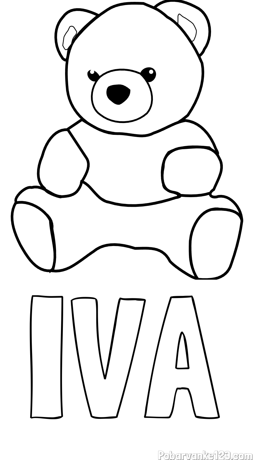 Pobarvanka imena IVA in pobarvanka medvedka