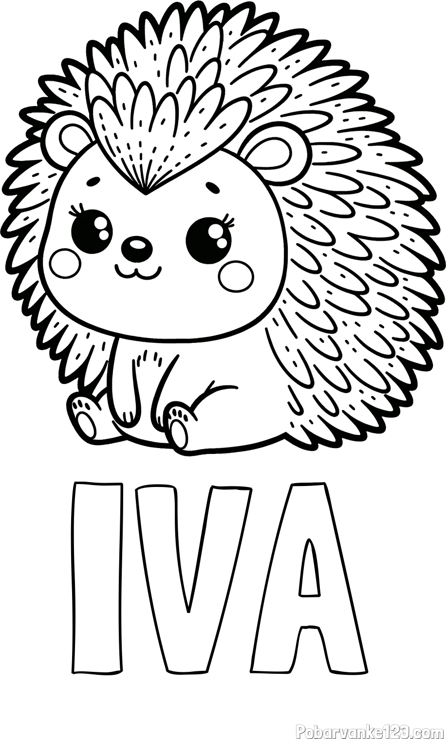 Pobarvanka imena IVA in pobarvanka nasmejanega ježka