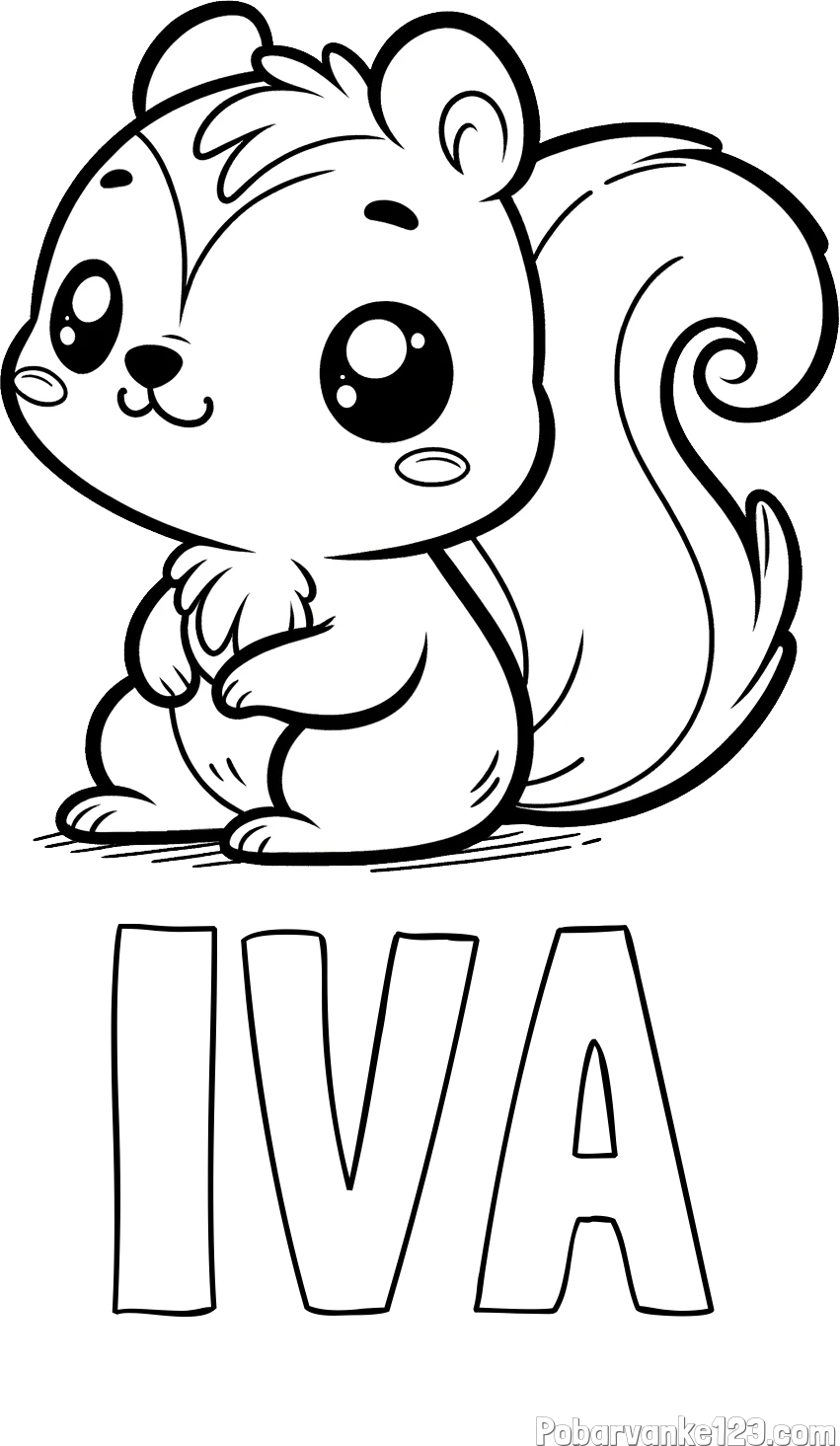 Pobarvanka imena IVA in pobarvanka veverice