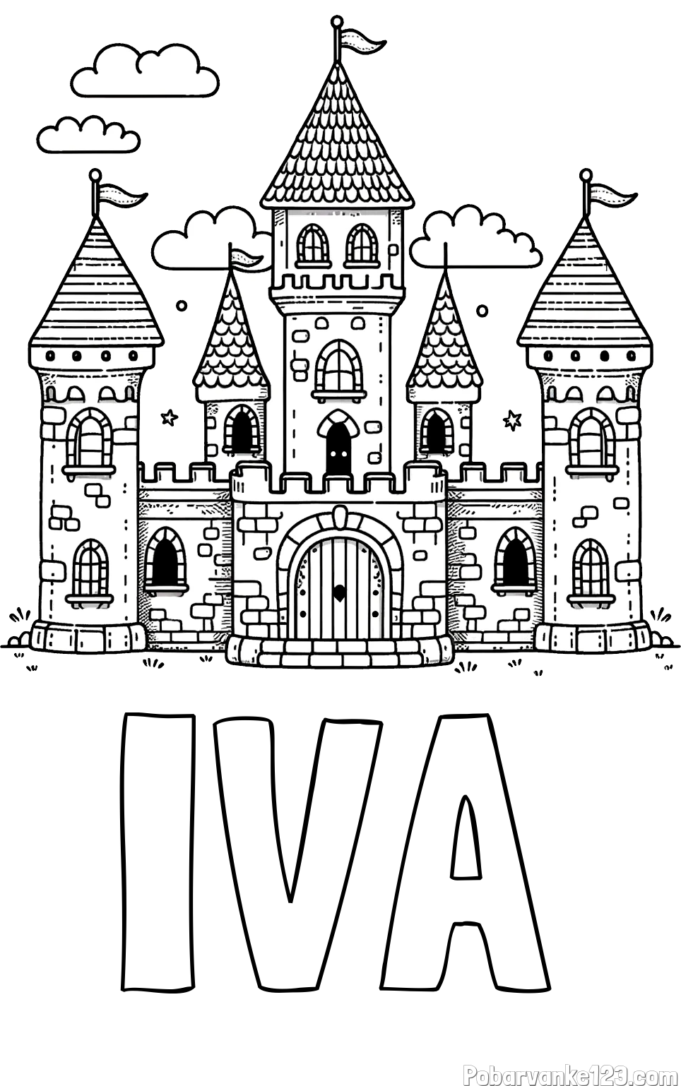 Pobarvanka imena IVA in pobarvnaka velikega gradu