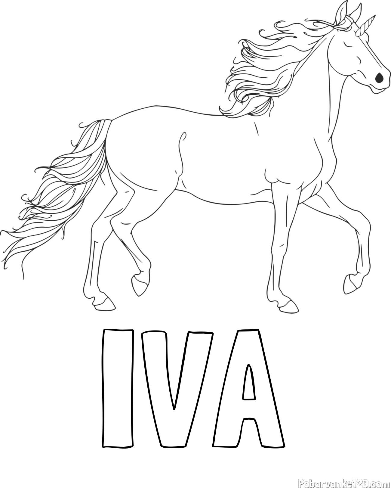 Pobarvanka imena IVA in samorog