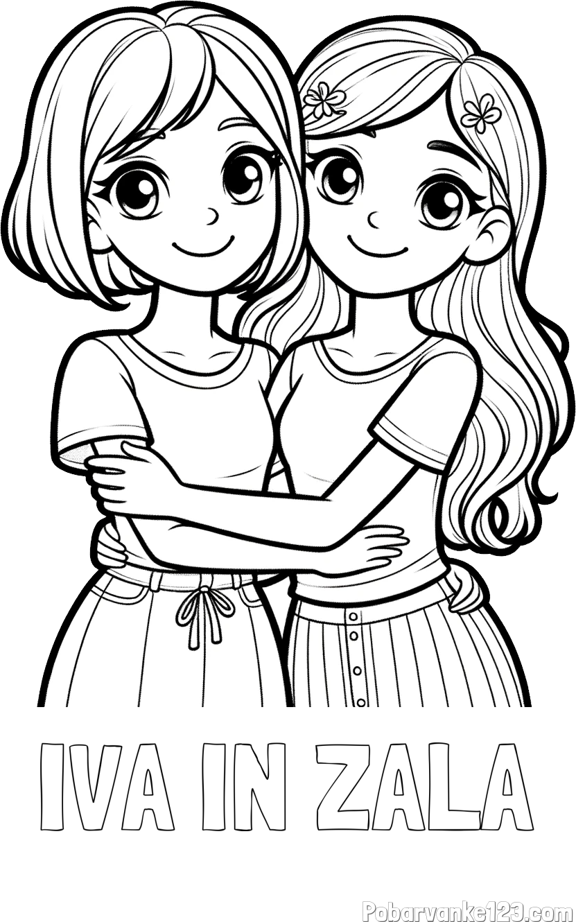 Pobarvanka imena IVA IN ZALA in pobarvanka ljubkih prijateljic