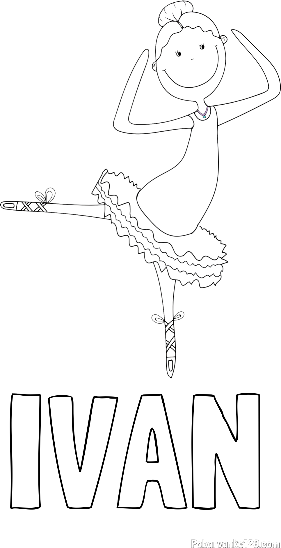 Pobarvanka imena IVAN in pobarvanka balerine