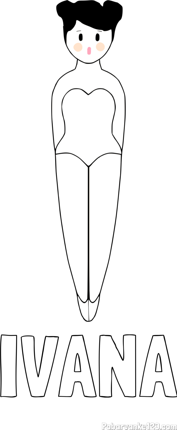 Pobarvanka imena IVANA in enostavna pobarvanka baletke