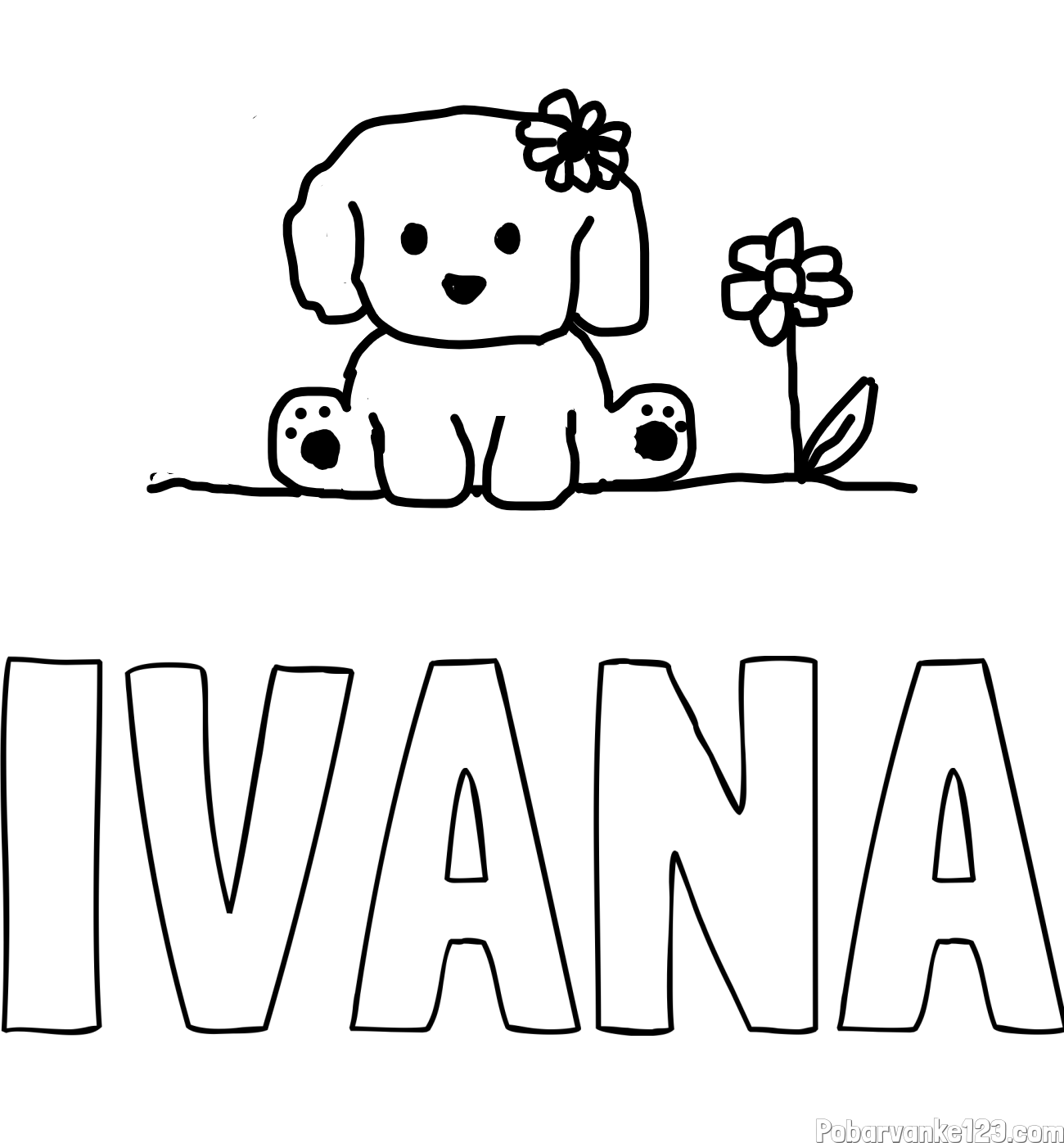 Pobarvanka imena IVANA in KUŽIKA