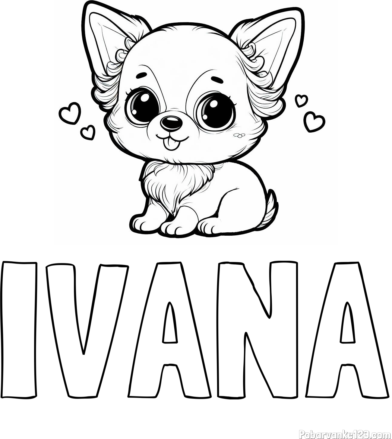 Pobarvanka imena IVANA in pobarvanka čivave