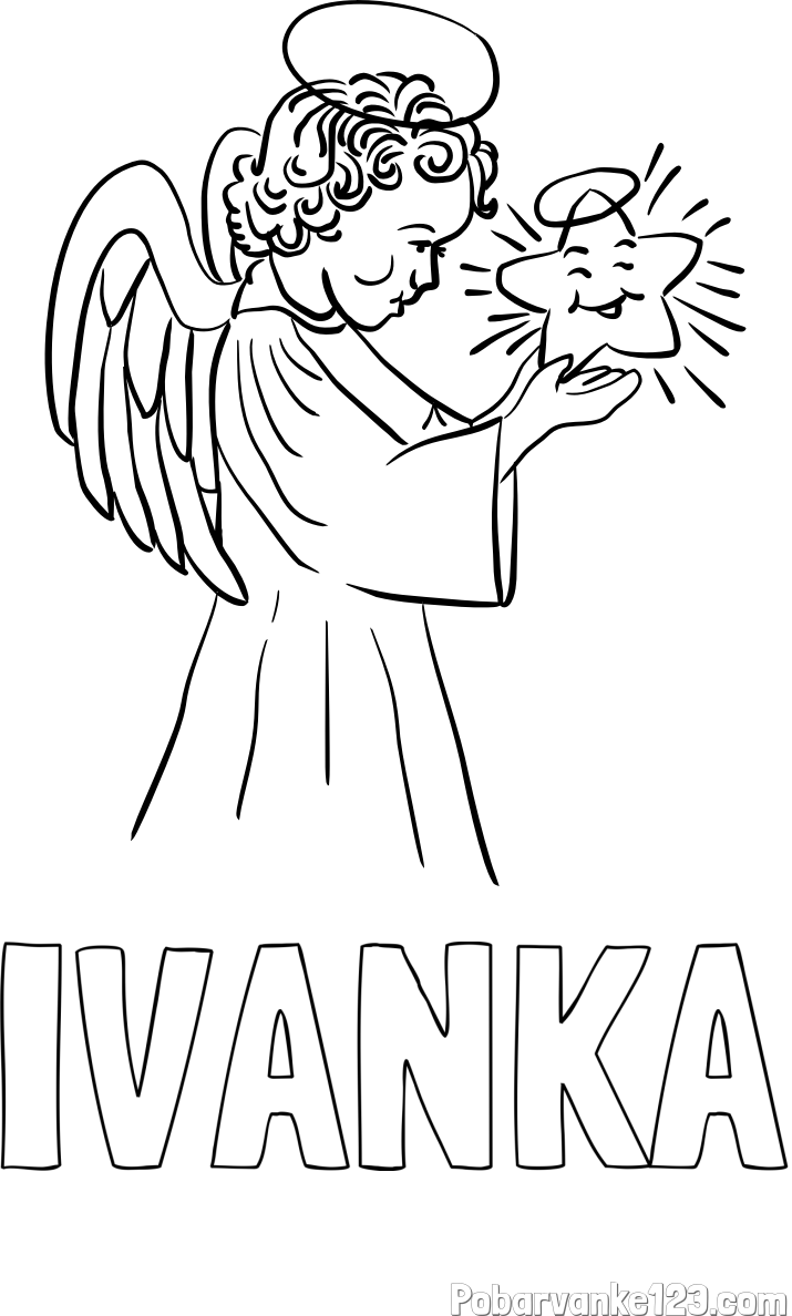 Pobarvanka imena IVANKA in pobarvanka angela z zvezdo