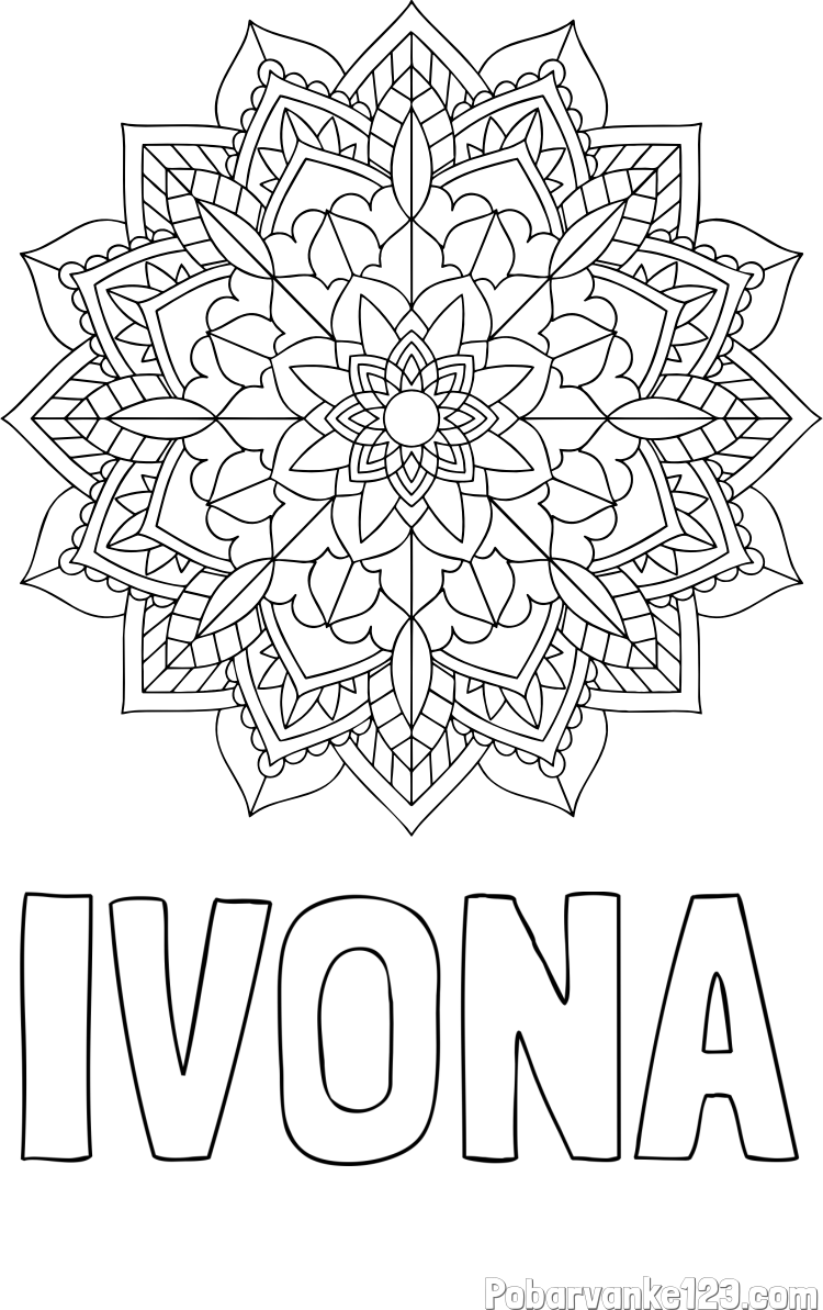 Pobarvanka imena IVONA in Čudovita pobarvanka mendale