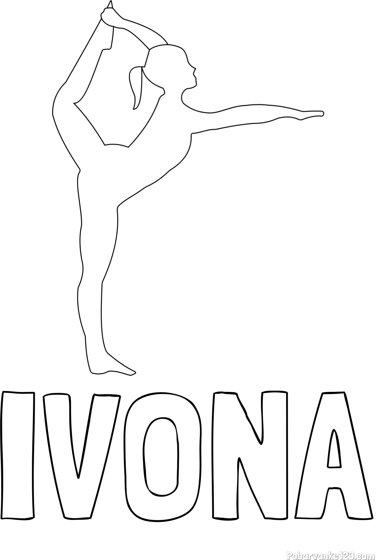 Pobarvanka imena IVONA in pobarvanka baletke med ogrevanjem