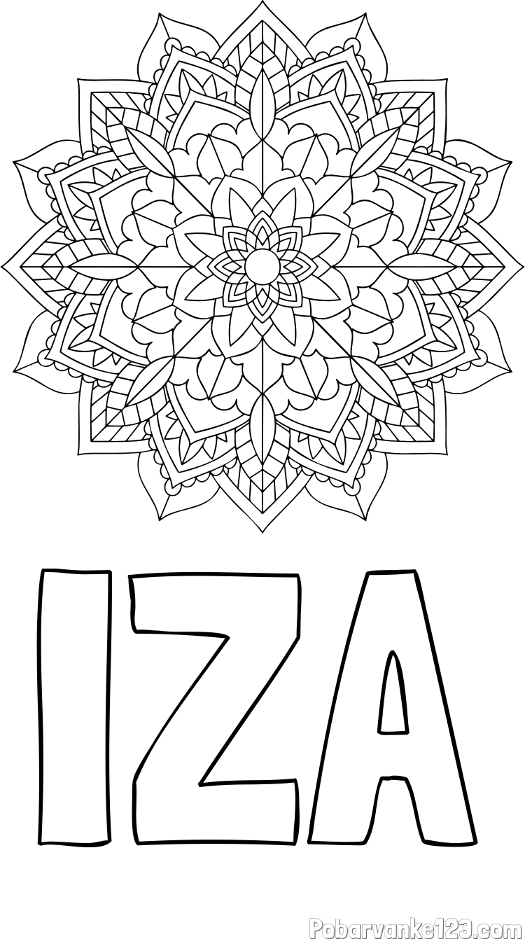 Pobarvanka imena IZA in Čudovita pobarvanka mendale