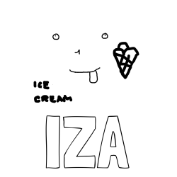 Online izdelana pobarvanka - Pobarvanka imena IZA in ICE-CREAM