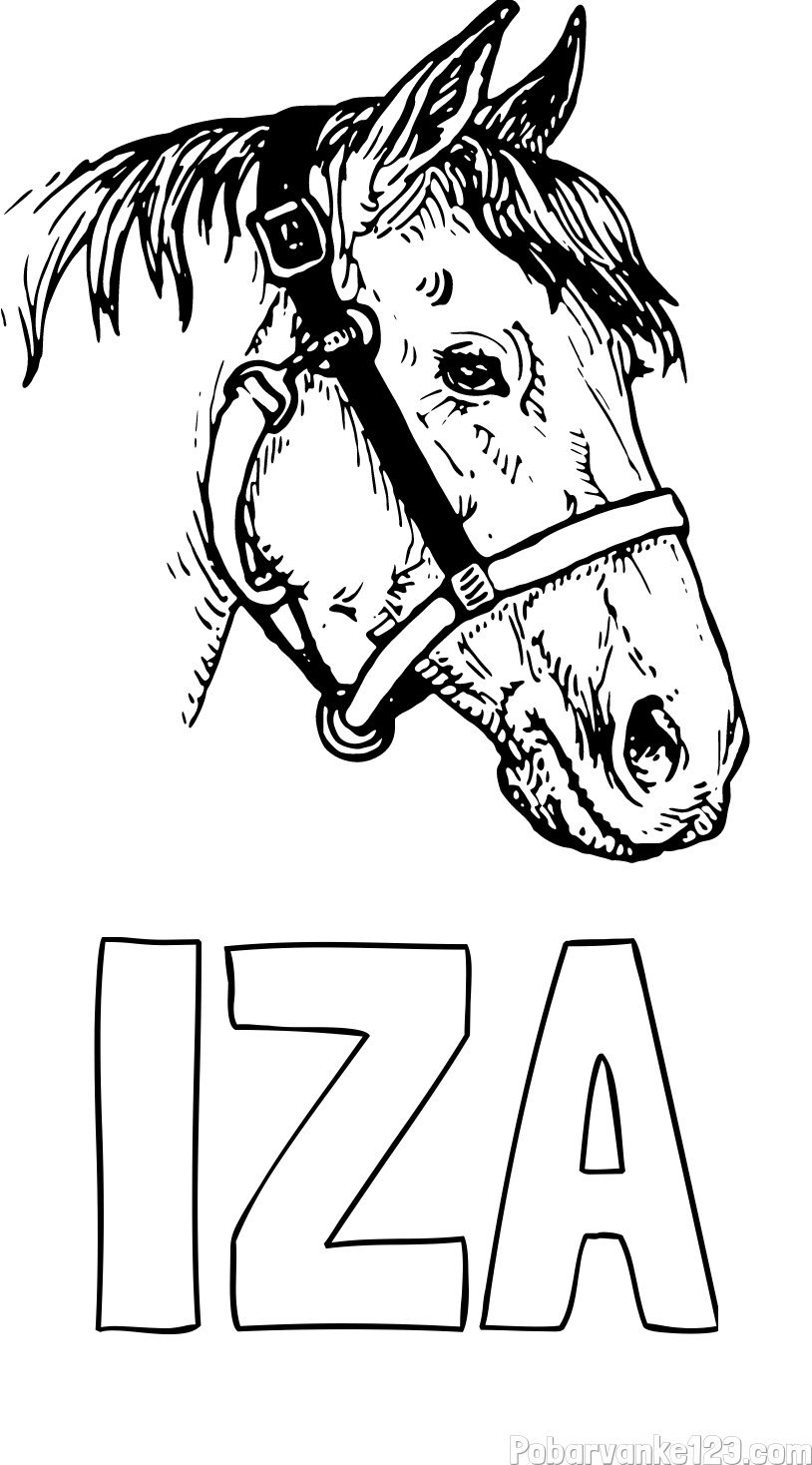 Pobarvanka imena IZA in konjska glava